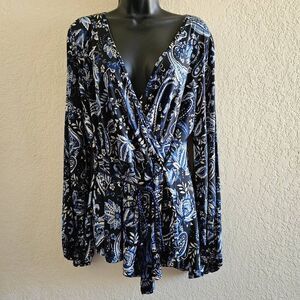 Venus Paisley Faux Wrap Blouse